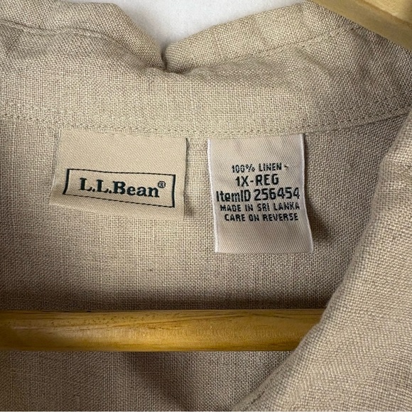 L.L. Bean Beige Tan 100% Linen Button Down Shirt - Picture 5 of 5